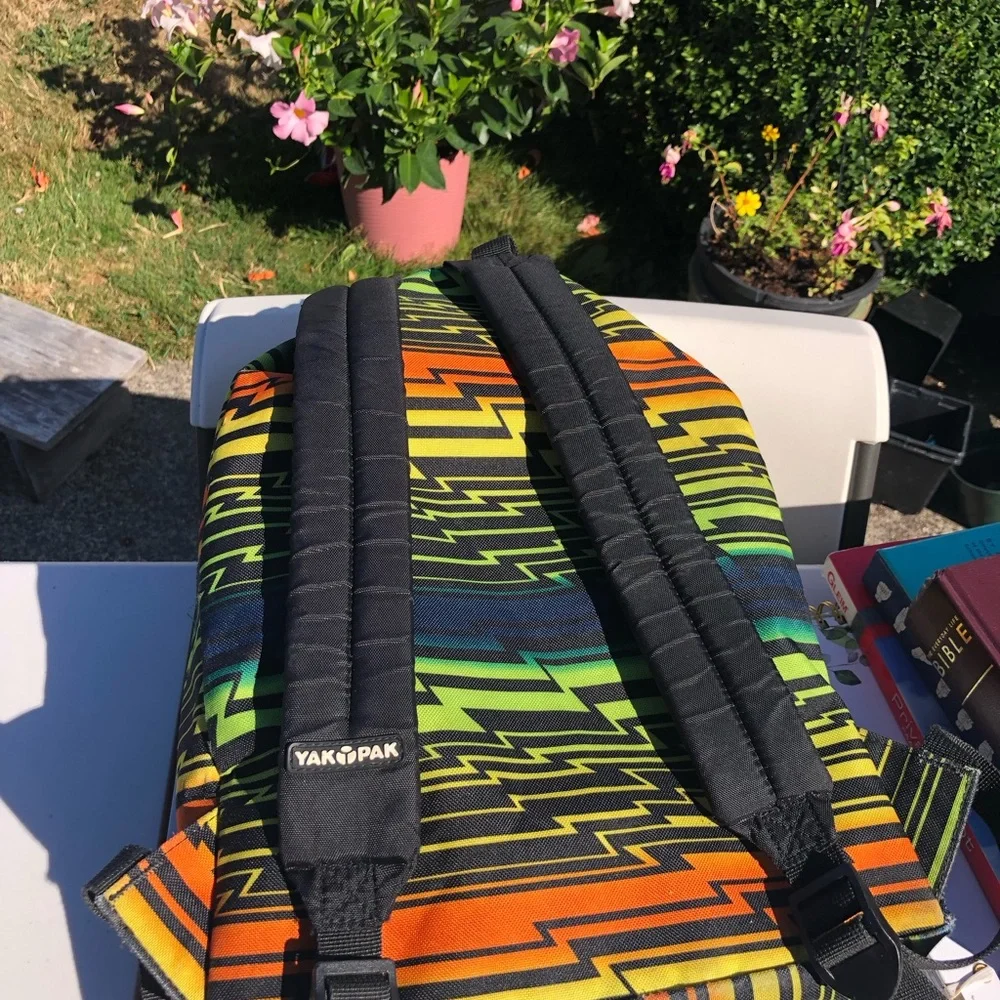 Yak Pak Vibrant Multicolor Zigzag Men's Backpack - Green/Orange/Yellow